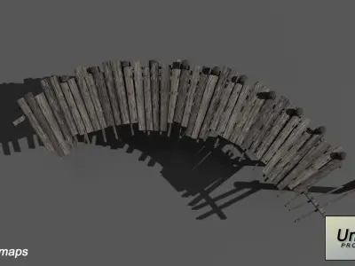 Wooden Bridge Low-poly 3D model