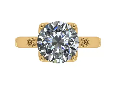 Soliraire Ring with Floral Accents 3D print model
