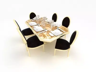 table dining and chairs 3D model