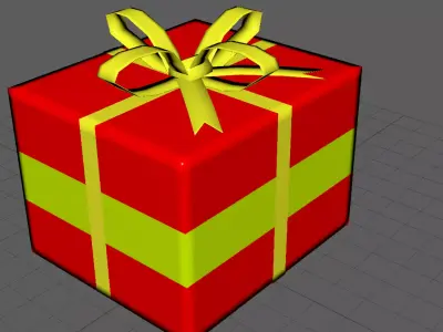 3D Gift Box Red with Yellow Ribbon Festive Present Decoration Low-poly 3D model