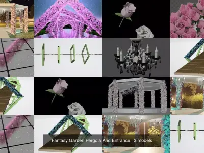 Fantasy Garden Pergola And Entrance 3D Model Collection