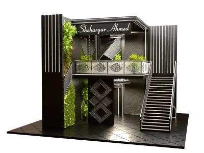 Luxury Exhibition Booth Double-Height 3D Stall Design 3D model