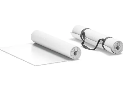 White Half Folded 2 Types Yoga Mat - for meditation and tourism 3D model