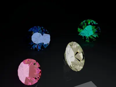 Colored Realistic Diamonds Free low-poly 3D model