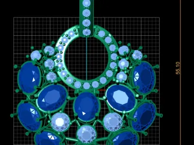 DIAMOND AND BLUE SAPPHIRE PENDANT FOR COUPLE 3D PRINTABLE MODEL 3D print model