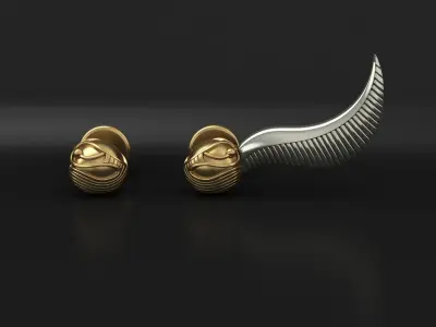 Stud earrings snitch Harry Potter 3D print model