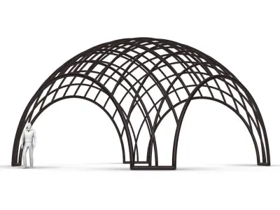 Architectural Pavilion Structure Wireframe Dome With Entry V2 3D model