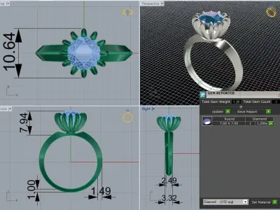 1 stone ring  458 Free 3D print model