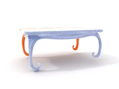 Colorful Retro Coffee Table Model Pack with Decorative Surface Low-poly 3D model