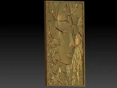 1 girl and flower CNC Relief Model 3D print model
