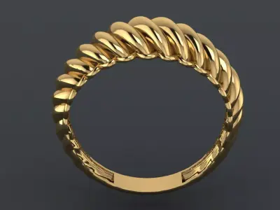 Twisted Gold Ring  Elegant Rope Style Band  3D print model