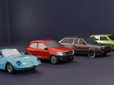 Colecao de Veiculos brasileiros antigos low-poly Low-poly 3D model