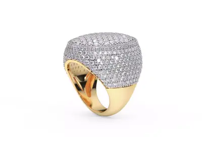 N R07  Luxury Elegance Dome Diamond Ring  3D print model