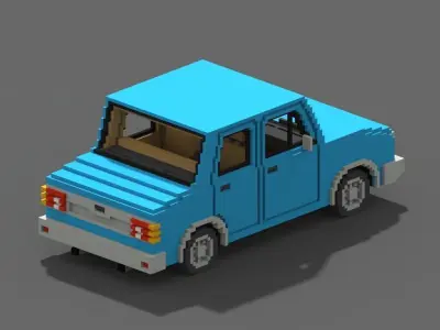 Voxel Sedan Car Low-poly 3D model