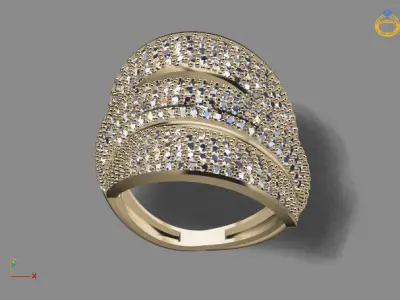 STL 3DM Print Ready Women Diamond Ring Lightweight Printable  3D print model 59