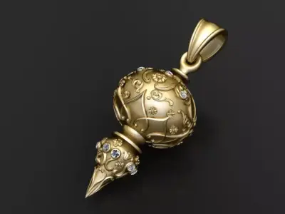 ornate gold pendant 3D printable model  3D print model