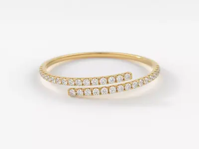 Diamond Bypass Open Stackable Ring Bridal Wedding Zircon Band 3D print model