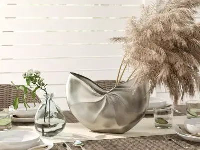 Varix Silver Aluminum Table Vase 3D model