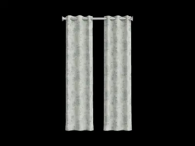 Blue Floral Curtain 3D model