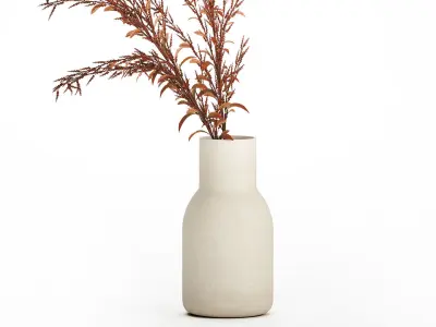 Bouquet Of Dried Flowers Red Branches Of Solidago 531 3D model