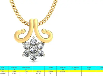 Solitaire Women Pendant 3dm STL OBJ FBX Renders Details 3D print model 65