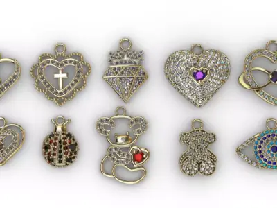 dijes- Colgantes paquete de 10 surtidos -v- 3D print model