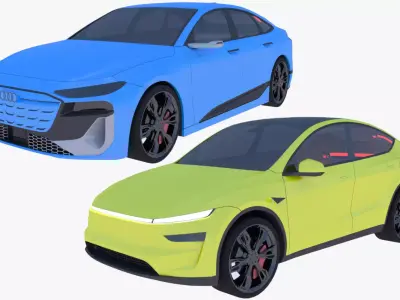 Tesla Juniper and Audi A6 e-tron 3D Model Pack