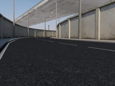 Highway road in middle of tunnel 3D model