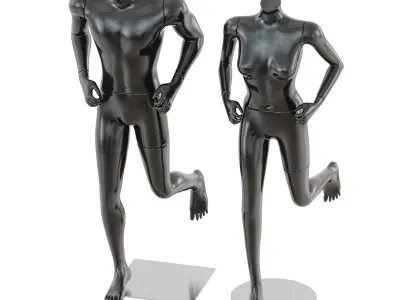 Running mannequin man and woman 36 3D model