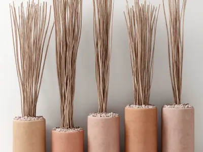 Vase concrete pebble branch decor n8 3D model