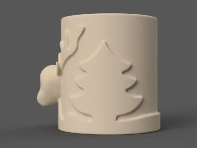 Candle Holder with Christmas deer and a Christmas tree 003 3D print model