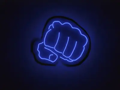 Neon 3D Model 7 - Red Fist 3D model