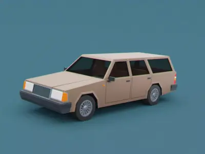 Stylized Cartoon Euro Wagon Car  Low-poly 3D model