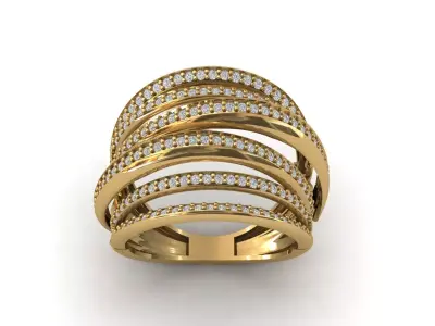 STL 3DM Print Ready Women Diamond Ring Lightweight Printable  3D print model 15