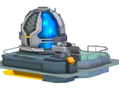 isometrical UFO radar platform station upgrade 2 Low-poly 3D model