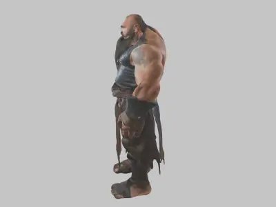 Strong Medieval Blacksmith Character Low-poly 3D model