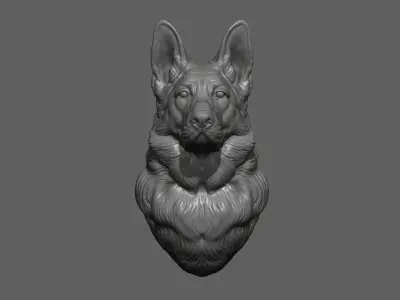 German shepherd bust 3D print model