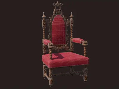 Renaissance Style HighBacked Chair model 4 Low-poly 3D model