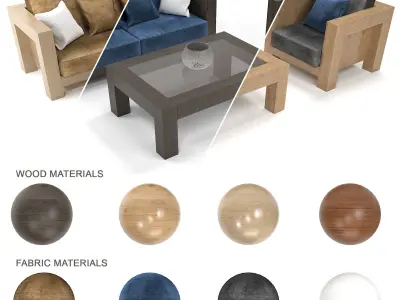 Modern Wooden Sofa 3D model