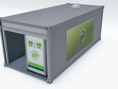 Steel Container with a Fuel Dispenser Station Inside 3D model