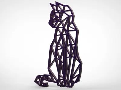Cat Line Art Wall Decor 3D print model