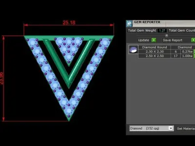 Earring pair of earrings with diamonds in shape of triangles Free 3D model