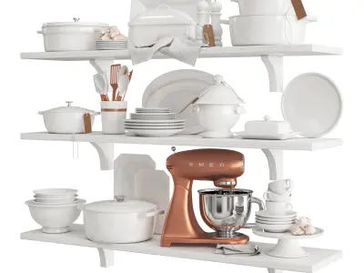 White Kitchen Set 3D model