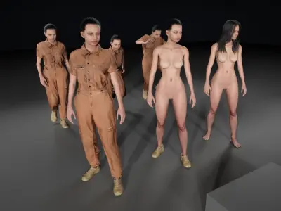 Woman in Overall 1 - Modular - Rigged Low-poly 3D model
