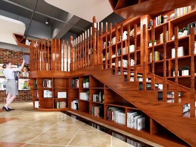 library for children books - book store - Kindergarten Hall Low-poly 3D model