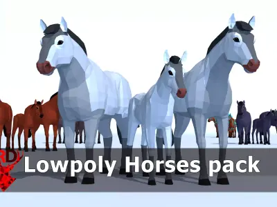 LowPoly Horses pack Low-poly 3D model