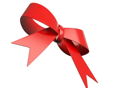 Gift ribbon red simple cartoon Low-poly 3D model