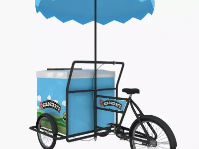 Ben and Jerry Ice Cream Cart Low-poly 3D model