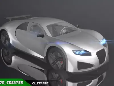 Lowpoly Bugatti Veyron Racing Car 3D Model Low-poly 3D model