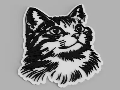 Cat Head Picture Wall Free 3D print model